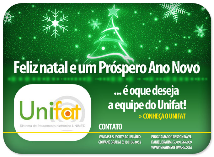 Newsletter Feliz Natal e Próspero Ano Novo para UNIFAT - Faturamento Eletrônico UNIMED